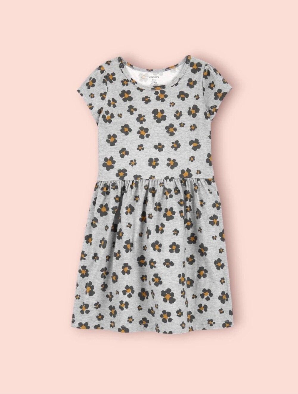Carter's Grey Dress with Black and Mustard Floral Print